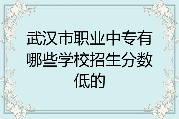 武汉市职业中专有哪些学校招生分数低的