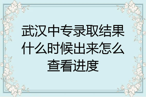 武汉中专录取结果什么时候出来怎么查看进度