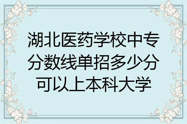 湖北医药学校中专分数线单招多少分可以上本科大学