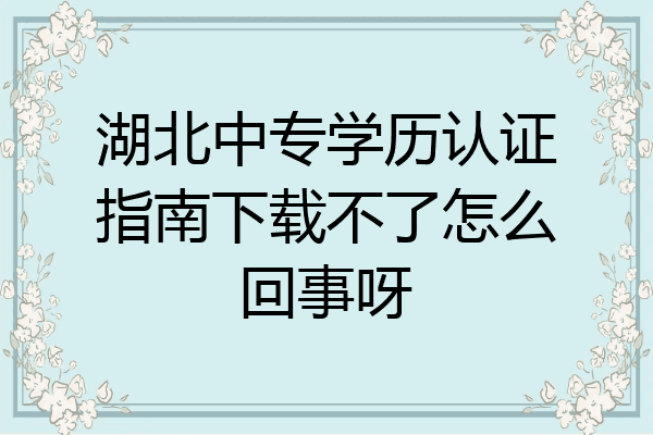 湖北中专学历认证指南下载不了怎么回事呀