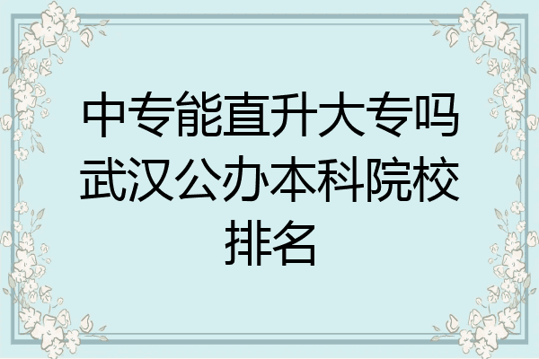 中专能直升大专吗武汉公办本科院校排名