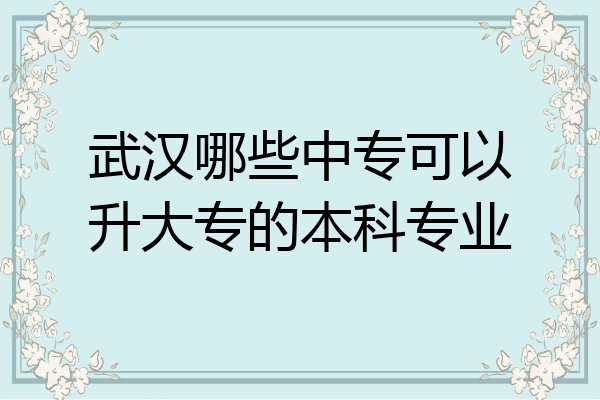 武汉哪些中专可以升大专的本科专业