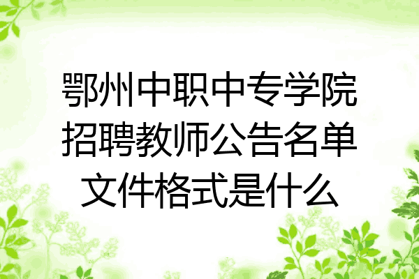 鄂州中职中专学院招聘教师公告名单文件格式是什么