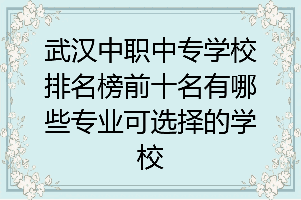 武汉中职中专学校排名榜前十名有哪些专业可选择的学校