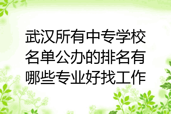 武汉所有中专学校名单公办的排名有哪些专业好找工作