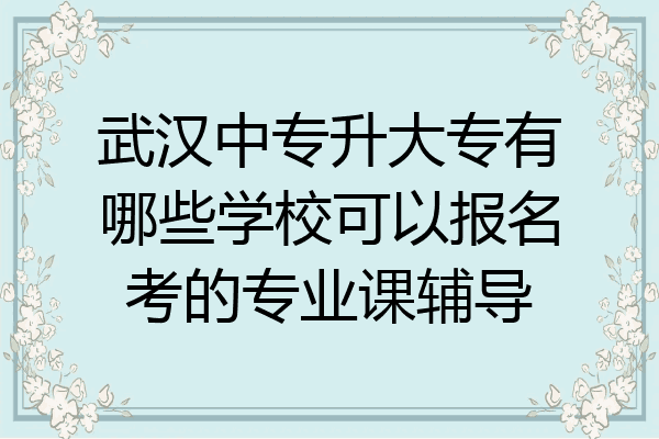 武汉中专升大专有哪些学校可以报名考的专业课辅导