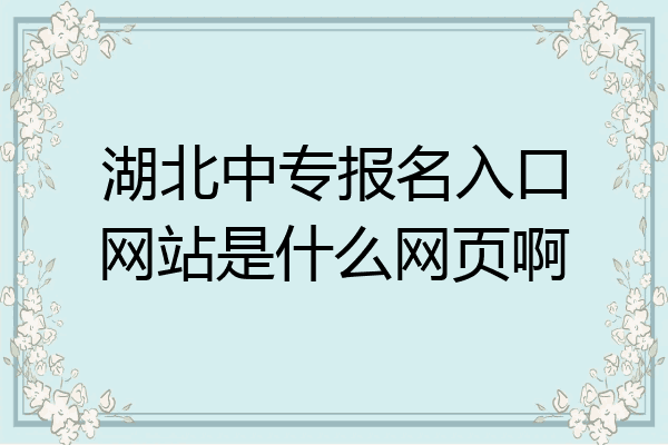 湖北中专报名入口网站是什么网页啊