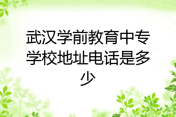 武汉学前教育中专学校地址电话是多少