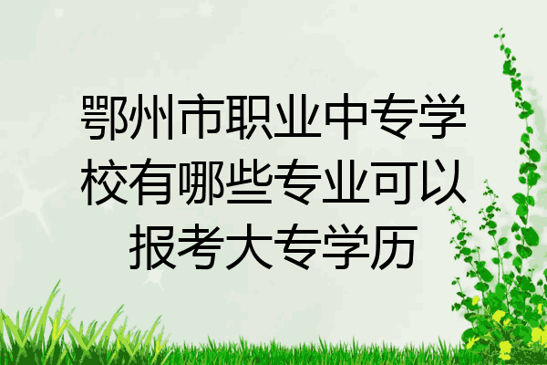 鄂州市职业中专学校有哪些专业可以报考大专学历