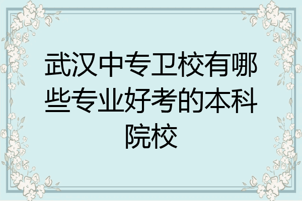 武汉中专卫校有哪些专业好考的本科院校