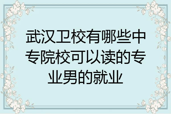 武汉卫校有哪些中专院校可以读的专业男的就业