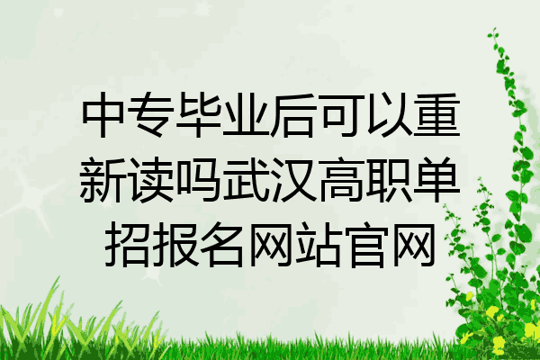 中专毕业后可以重新读吗武汉高职单招报名网站官网