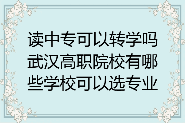 读中专可以转学吗武汉高职院校有哪些学校可以选专业