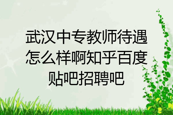 武汉中专教师待遇怎么样啊知乎百度贴吧招聘吧