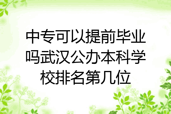 中专可以提前毕业吗武汉公办本科学校排名第几位