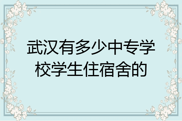 武汉有多少中专学校学生住宿舍的