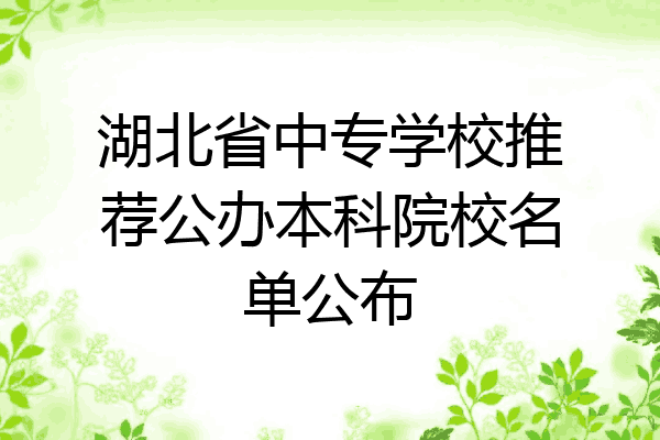 湖北省中专学校推荐公办本科院校名单公布
