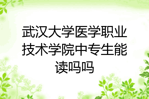 武汉大学医学职业技术学院中专生能读吗吗