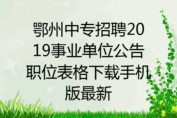 鄂州中专招聘2019事业单位公告职位表格下载手机版最新