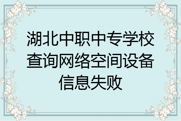 湖北中职中专学校查询网络空间设备信息失败