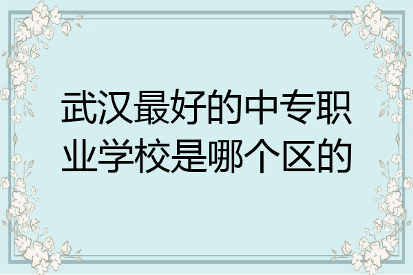 武汉最好的中专职业学校是哪个区的