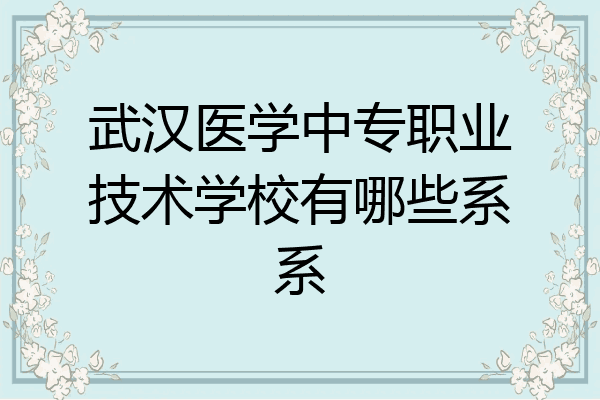 武汉医学中专职业技术学校有哪些系系