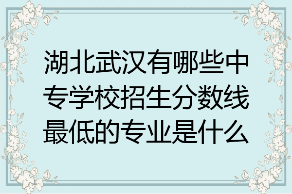 湖北武汉有哪些中专学校招生分数线最低的专业是什么