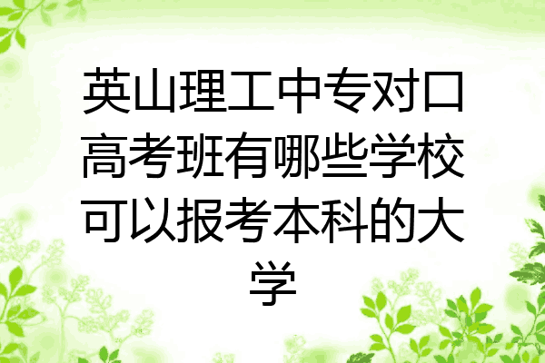 英山理工中专对口高考班有哪些学校可以报考本科的大学