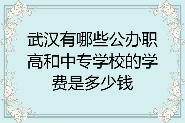 武汉有哪些公办职高和中专学校的学费是多少钱