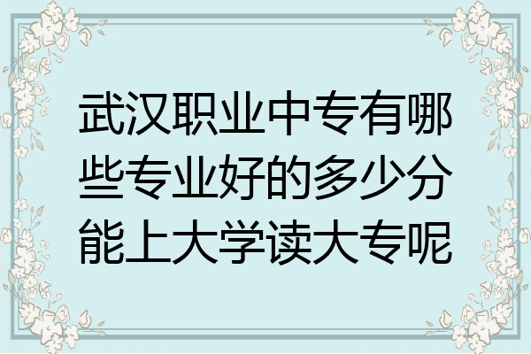 武汉职业中专有哪些专业好的多少分能上大学读大专呢