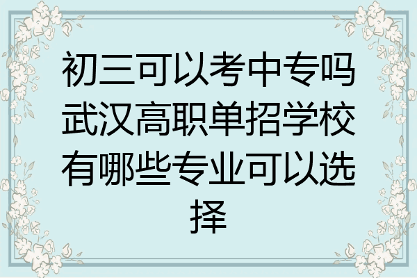 初三可以考中专吗武汉高职单招学校有哪些专业可以选择