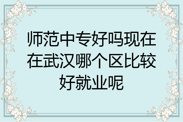 师范中专好吗现在在武汉哪个区比较好就业呢