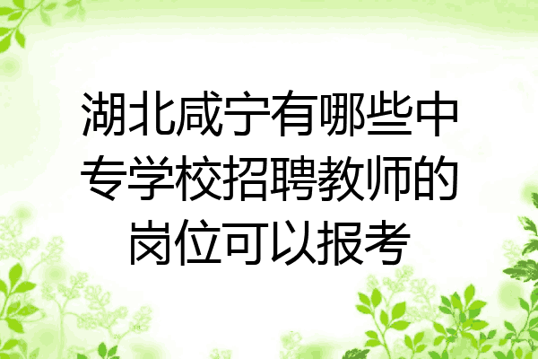 湖北咸宁有哪些中专学校招聘教师的岗位可以报考