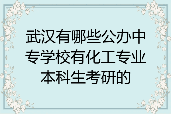 武汉有哪些公办中专学校有化工专业本科生考研的