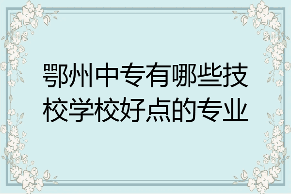 鄂州中专有哪些技校学校好点的专业
