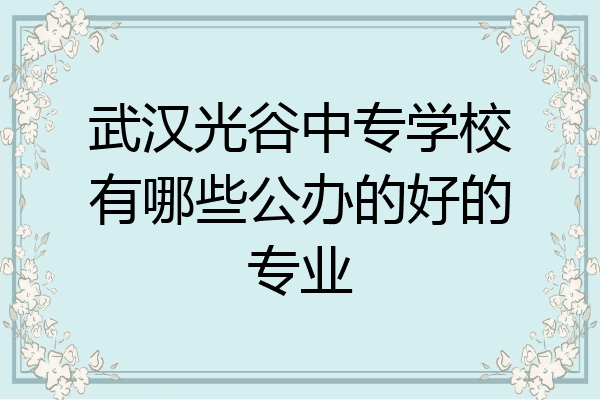 武汉光谷中专学校有哪些公办的好的专业