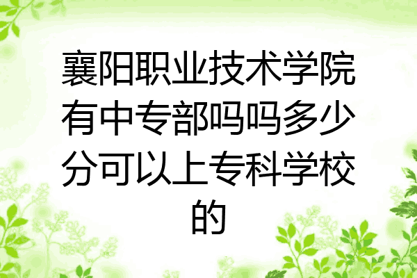 襄阳职业技术学院有中专部吗吗多少分可以上专科学校的