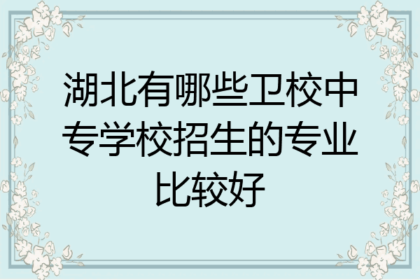 湖北有哪些卫校中专学校招生的专业比较好