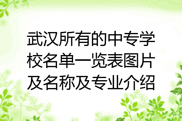 武汉所有的中专学校名单一览表图片及名称及专业介绍
