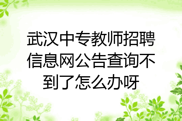 武汉中专教师招聘信息网公告查询不到了怎么办呀