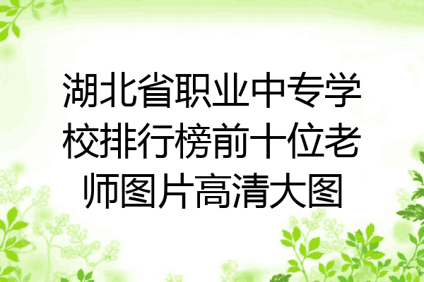 湖北省职业中专学校排行榜前十位老师图片高清大图