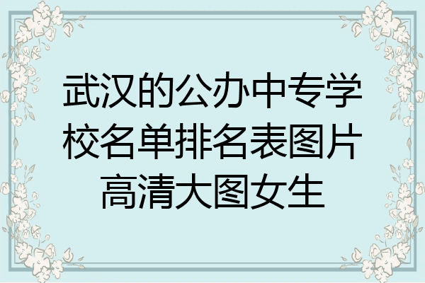 武汉的公办中专学校名单排名表图片高清大图女生