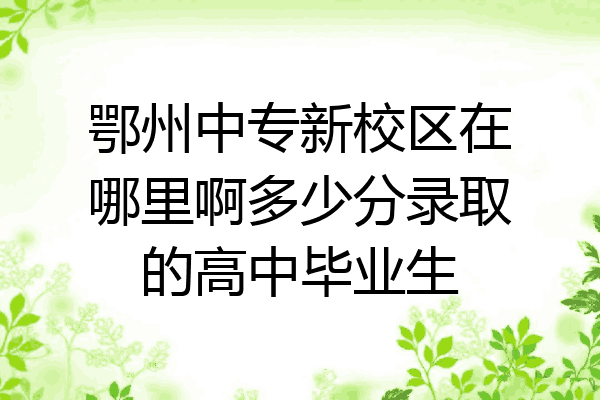 鄂州中专新校区在哪里啊多少分录取的高中毕业生