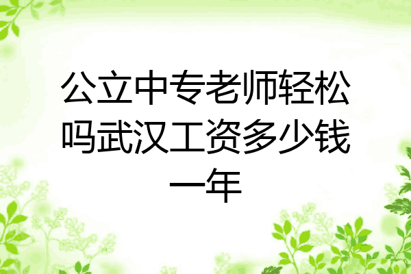 公立中专老师轻松吗武汉工资多少钱一年