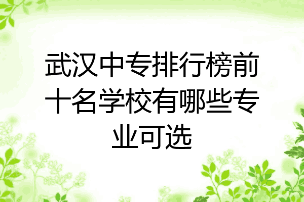 武汉中专排行榜前十名学校有哪些专业可选