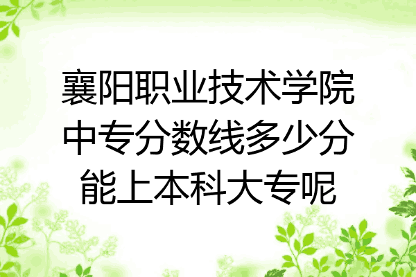 襄阳职业技术学院中专分数线多少分能上本科大专呢