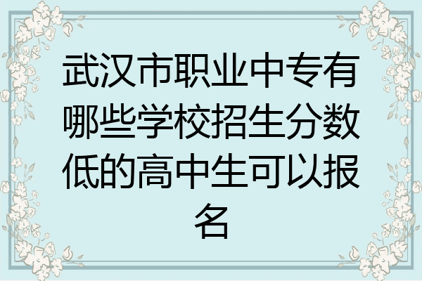 武汉市职业中专有哪些学校招生分数低的高中生可以报名
