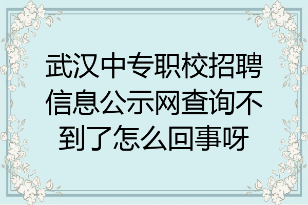 武汉中专职校招聘信息公示网查询不到了怎么回事呀