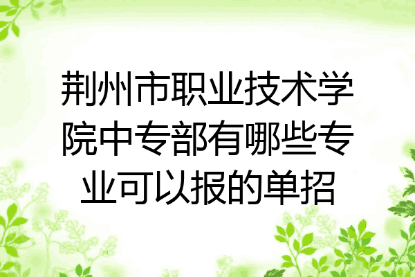 荆州市职业技术学院中专部有哪些专业可以报的单招