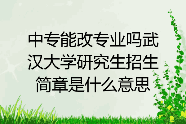 中专能改专业吗武汉大学研究生招生简章是什么意思